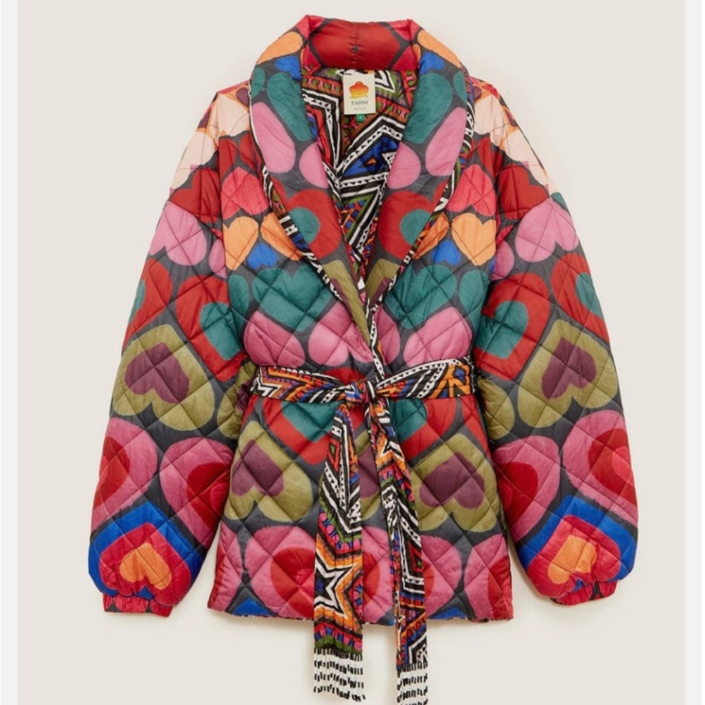 Full Of Hearts Reversible Puffer Jacket-NO RIPS, no tears no discoloration